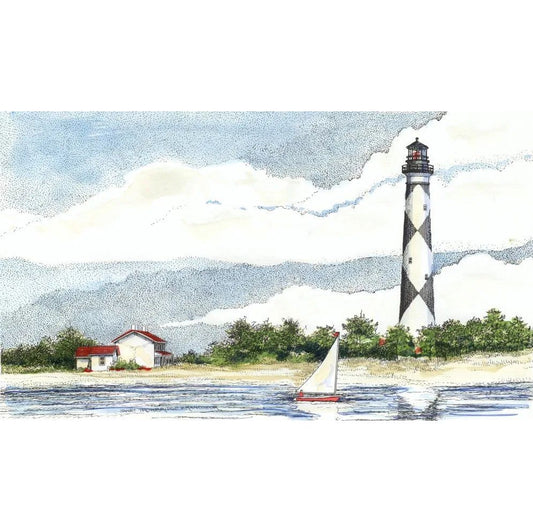 Jan Francoeur LTHS Lookout Light Print🎨 Jan's Prints🎨 Buy Art at Carolina Creations Gallery in Downtown New Bern🎨