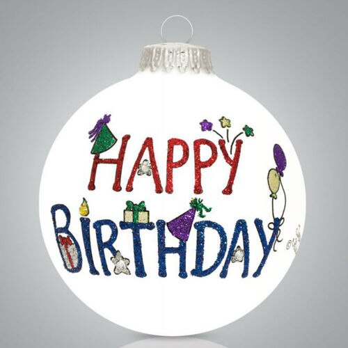 HAPPY BIRTHDAY Ornament🎨 Glass🎨 Buy Art at Carolina Creations Gallery in Downtown New Bern🎨