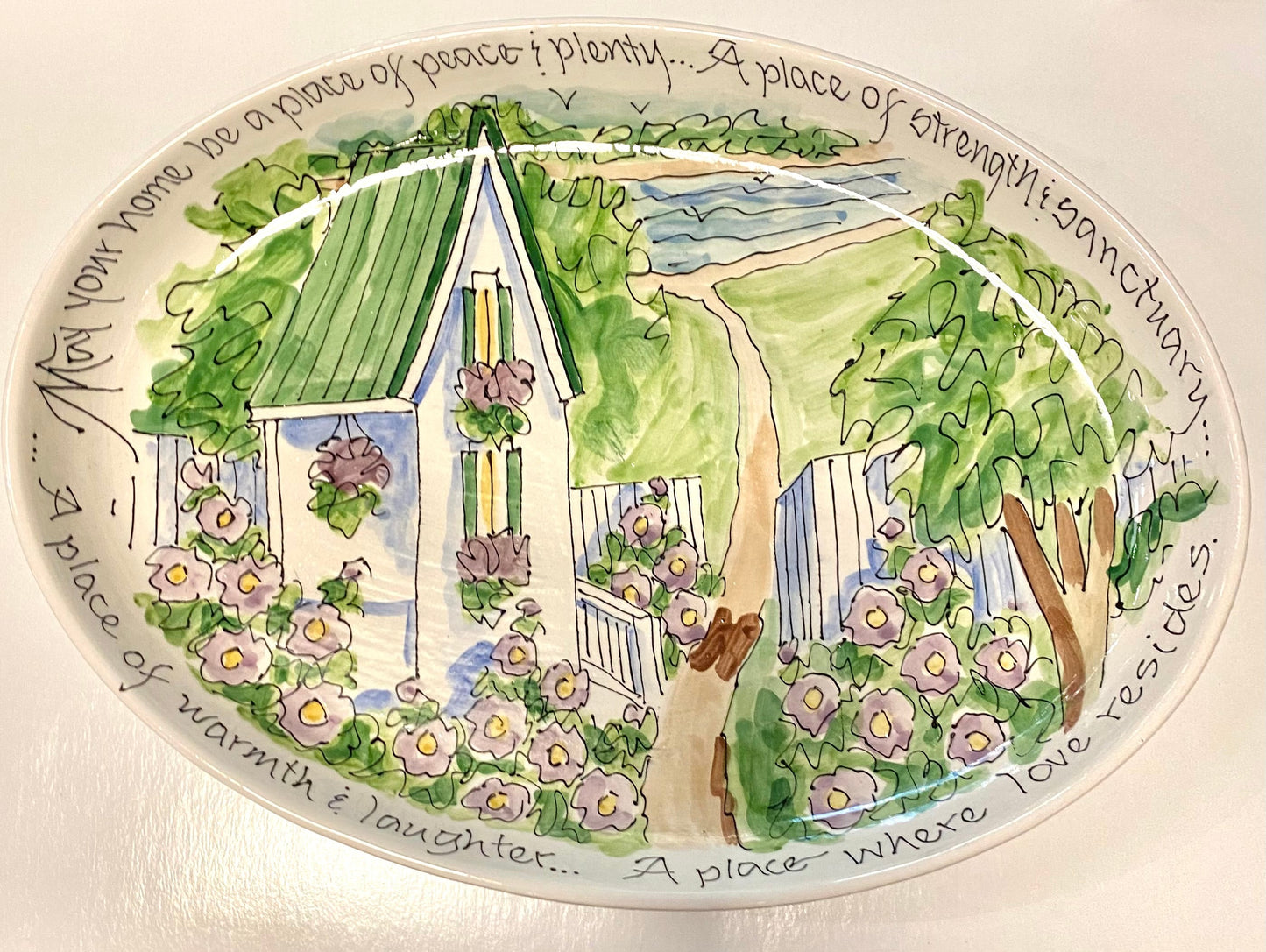 Jan Francoeur Platter Ov Sm MayYour🎨 Jan's Celebration Pottery🎨 Buy Art at Carolina Creations Gallery in Downtown New Bern🎨