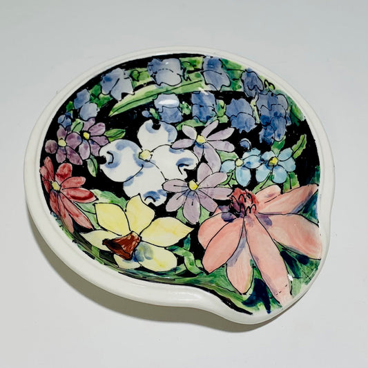 MJF SPOON REST Dark🎨 Jan's Celebration Pottery🎨 Buy Art at Carolina Creations Gallery in Downtown New Bern🎨