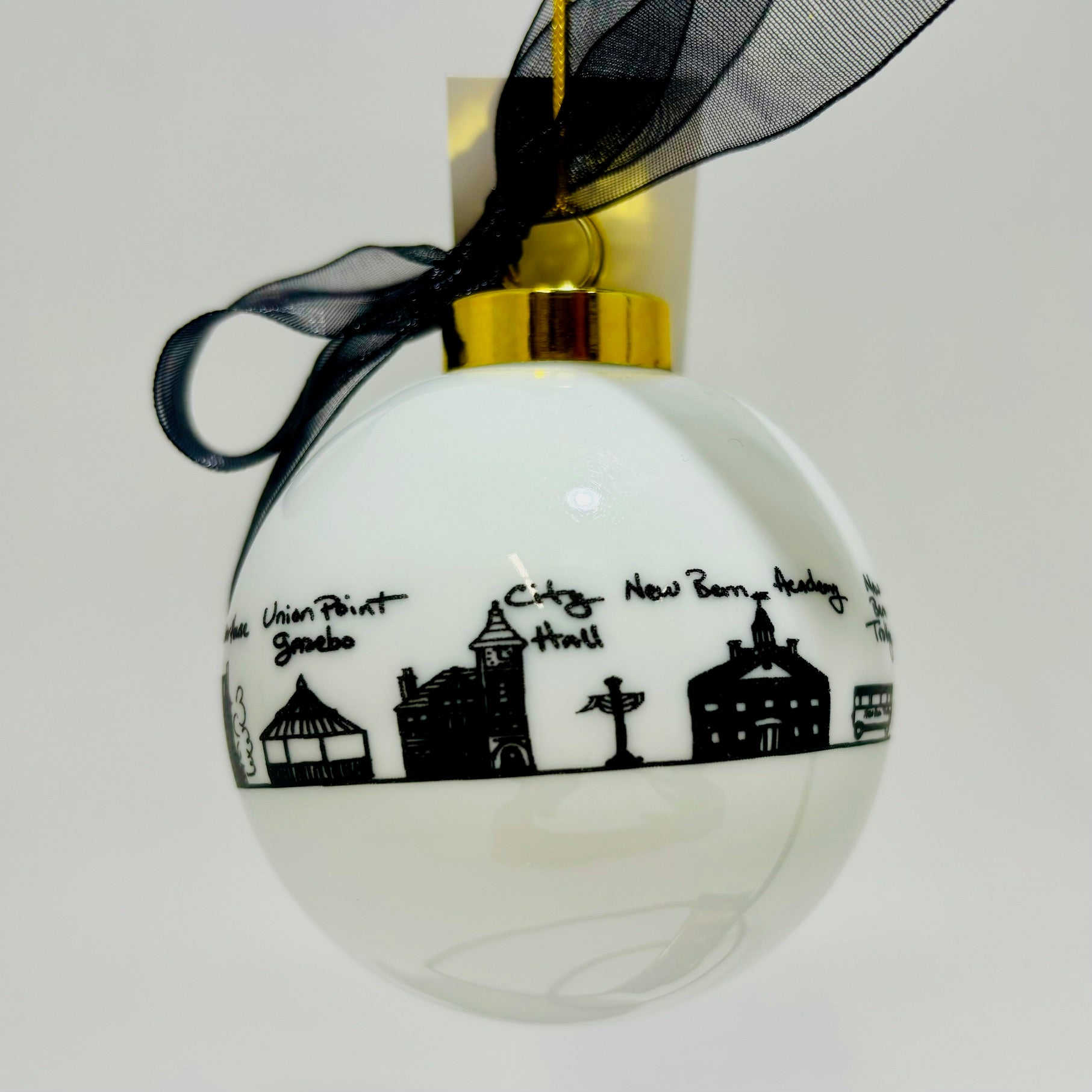New Bern Skyline Porcelain Ornament? Gifts? Buy Art at Carolina Creations Gallery in Downtown New Bern?