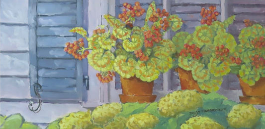 Janet Francoeur Trio - Geraniums🎨 Jan's Originals🎨 Buy Art at Carolina Creations Gallery in Downtown New Bern🎨