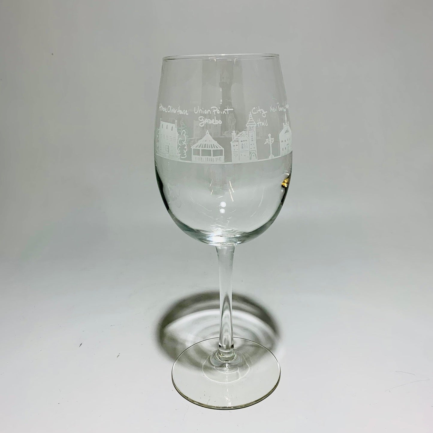 New Bern Wine Glass White🎨 Gifts🎨 Buy Art at Carolina Creations Gallery in Downtown New Bern🎨