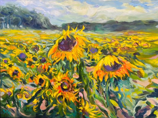 Sally Sutton Singing Sunflowers 30x40