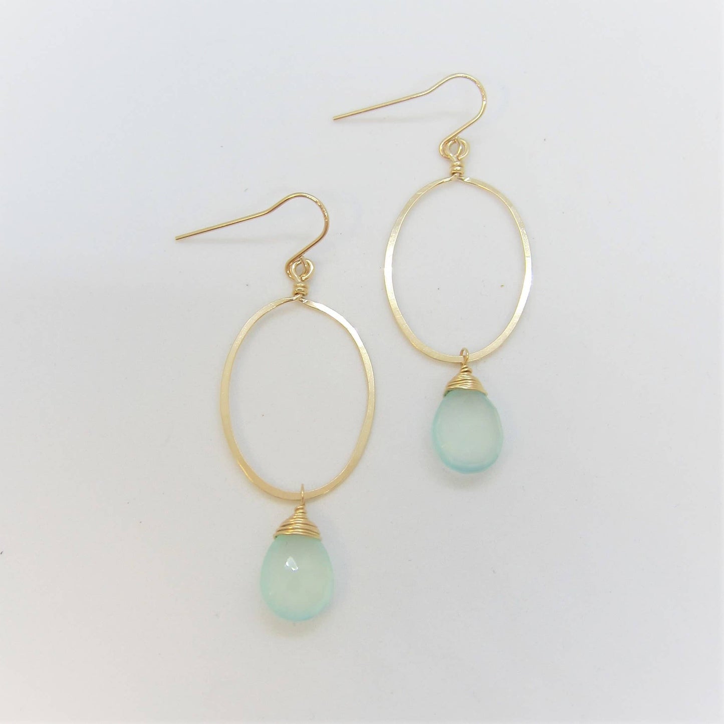 Larged forged Oval with Aqua Chalcedony Teardrop Earrings🎨 Jewelry🎨 Buy Art at Carolina Creations Gallery in Downtown New Bern🎨