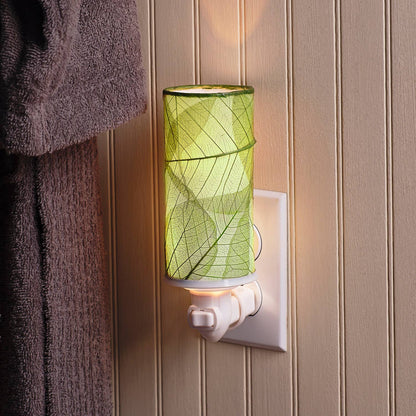 Cylinder Nightlight Green, Shade Made of Cocoa Leaves