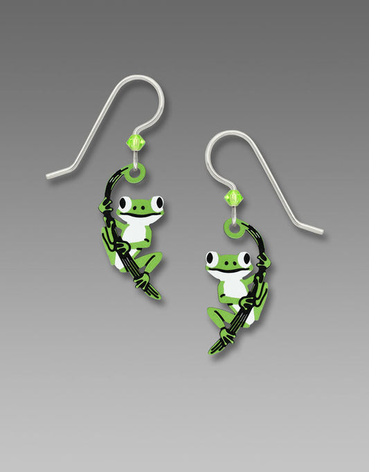 Earrings Green Tree Frog