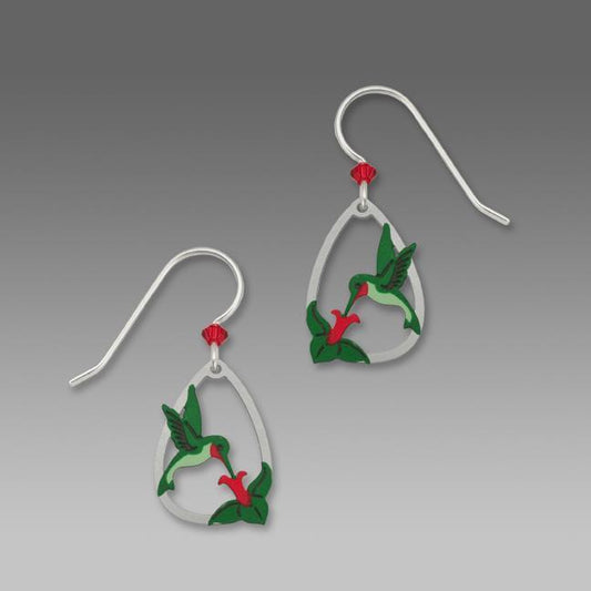 Earrings Hummingbird w/ Flower