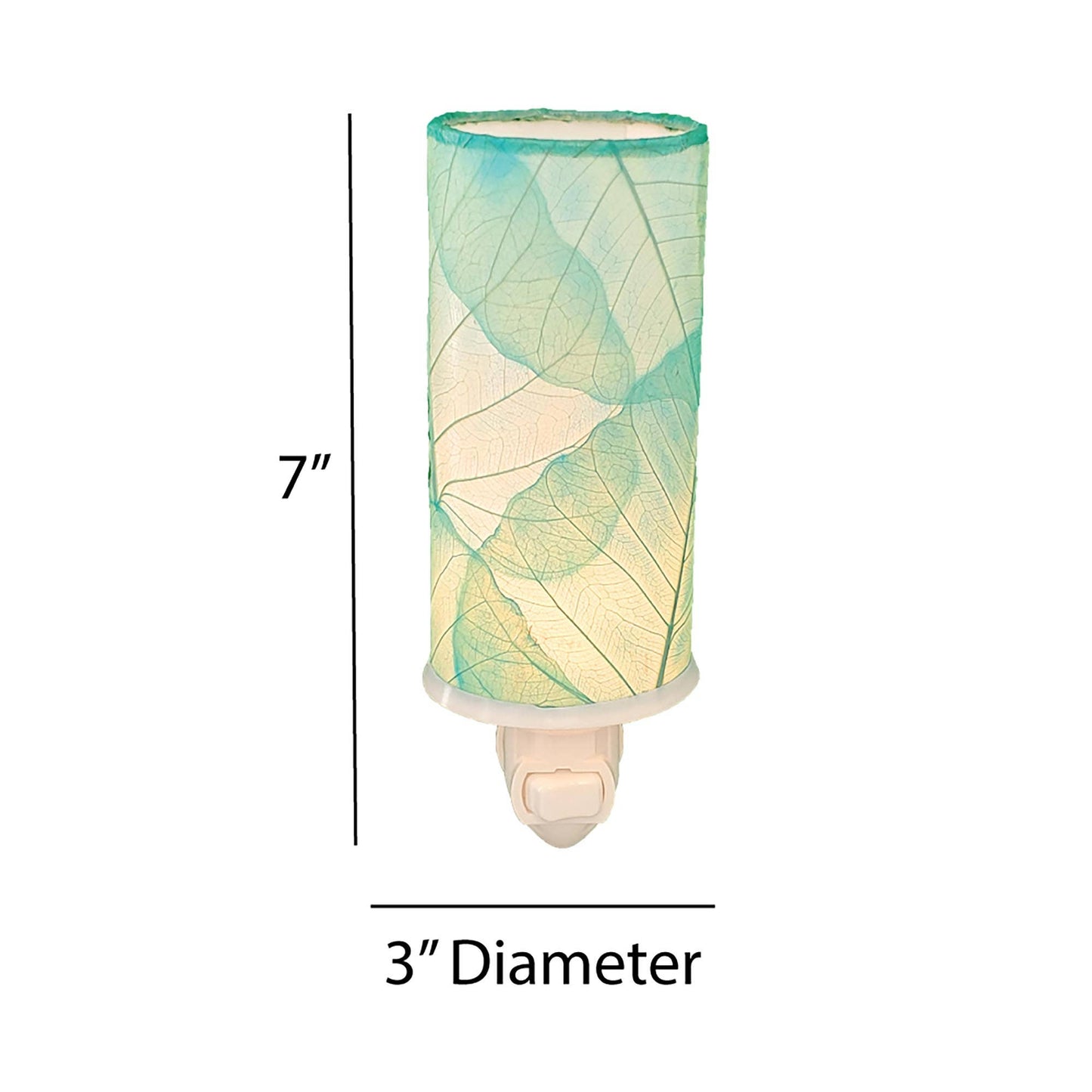 Cylinder Nightlight Sea Blue, Shade Made of Cocoa Leaves