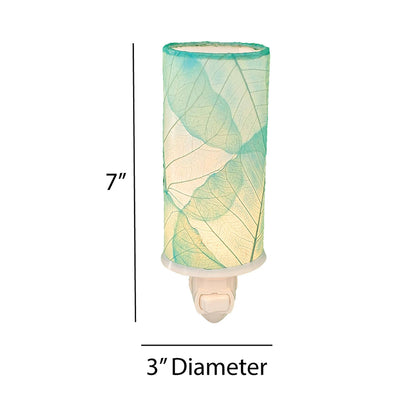Cylinder Nightlight Sea Blue, Shade Made of Cocoa Leaves