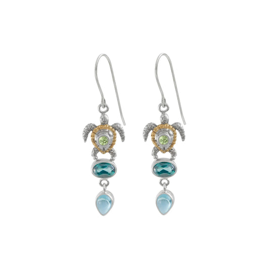 Gemstone Topaz/Peridot w/Turtle Earring