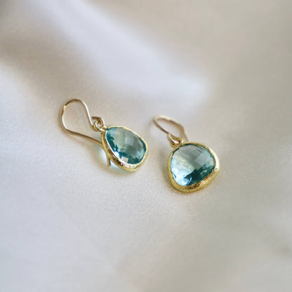 MEDIUM AQUAMARINE BEZEL EARRINGS🎨 Jewelry🎨 Buy Art at Carolina Creations Gallery in Downtown New Bern🎨