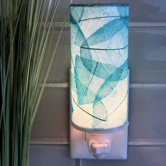 Cylinder Nightlight Sea Blue, Shade Made of Cocoa Leaves