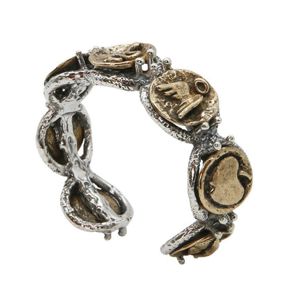 Cast Cuff in 925  Sterling Silver and Bronze