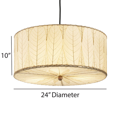 Drum Pendant 24 Inch Natural, Shade Made of Cocoa Leaves