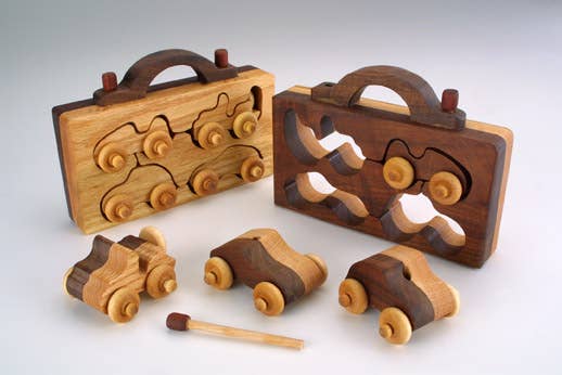 4 Pack Wooden Car Toys🎨 Wood🎨 Buy Art at Carolina Creations Gallery in Downtown New Bern🎨