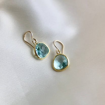 MEDIUM AQUAMARINE BEZEL EARRINGS🎨 Jewelry🎨 Buy Art at Carolina Creations Gallery in Downtown New Bern🎨