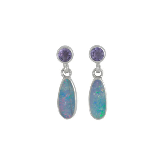 Gemstone Opal & Amethyst Earring