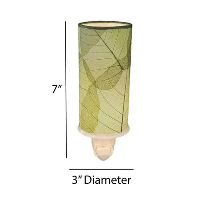Cylinder Nightlight Green, Shade Made of Cocoa Leaves