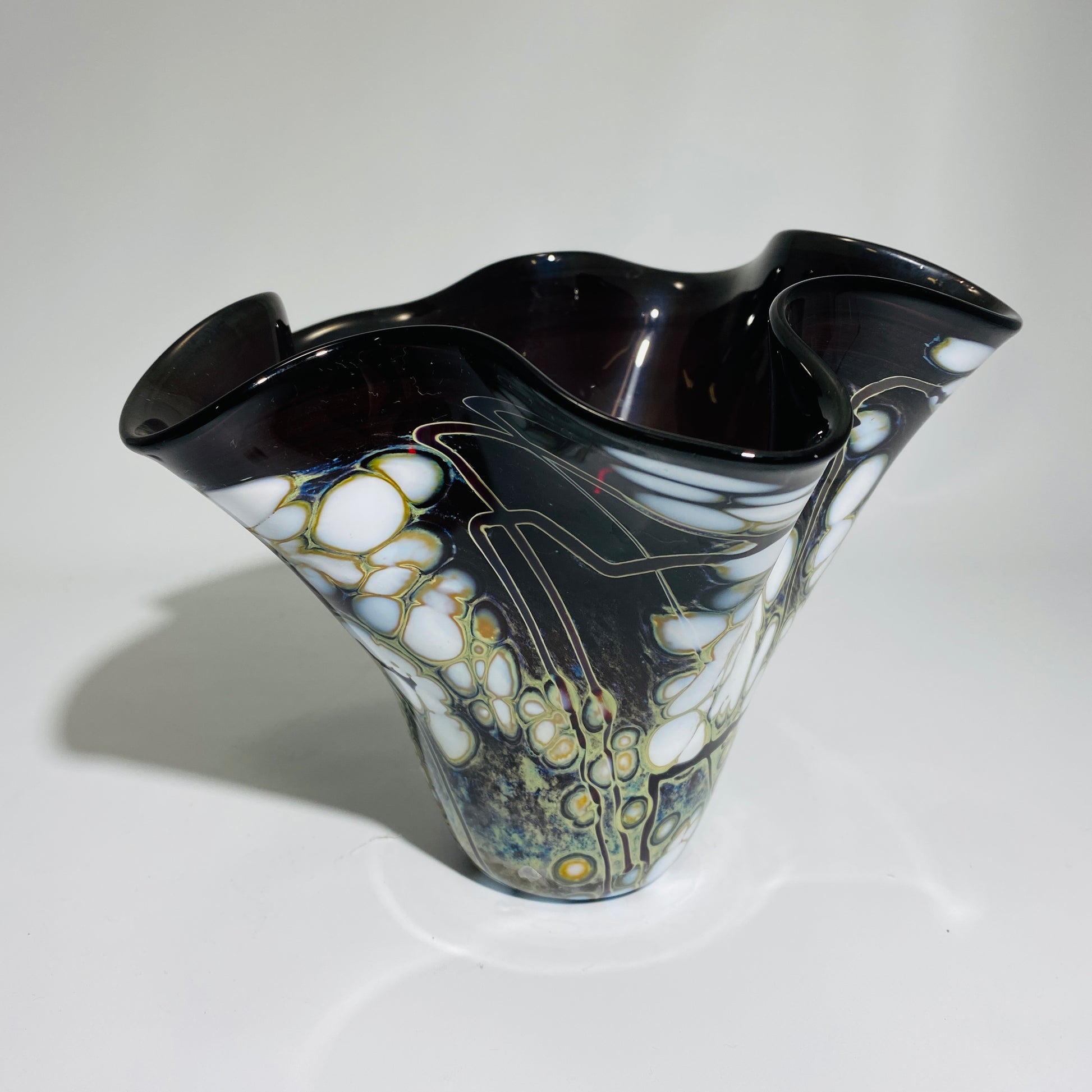 Handkerchief Vase 6" Black🎨 Glass🎨 Buy Art at Carolina Creations Gallery in Downtown New Bern🎨