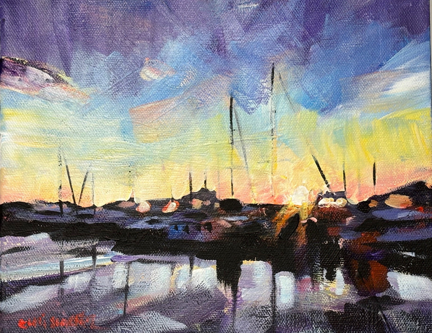 Chris Wagner Marina Sunset 8X10🎨 Chris Wagner🎨 Buy Art at Carolina Creations Gallery in Downtown New Bern🎨