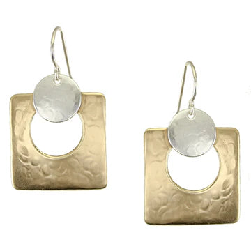 Medium Disc w/Cutout Square Wire Earrings
