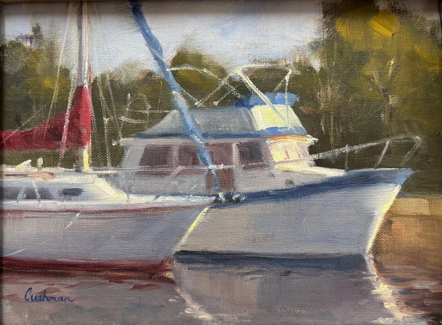 Audrey Cushman Sun Light on Boats 6X8