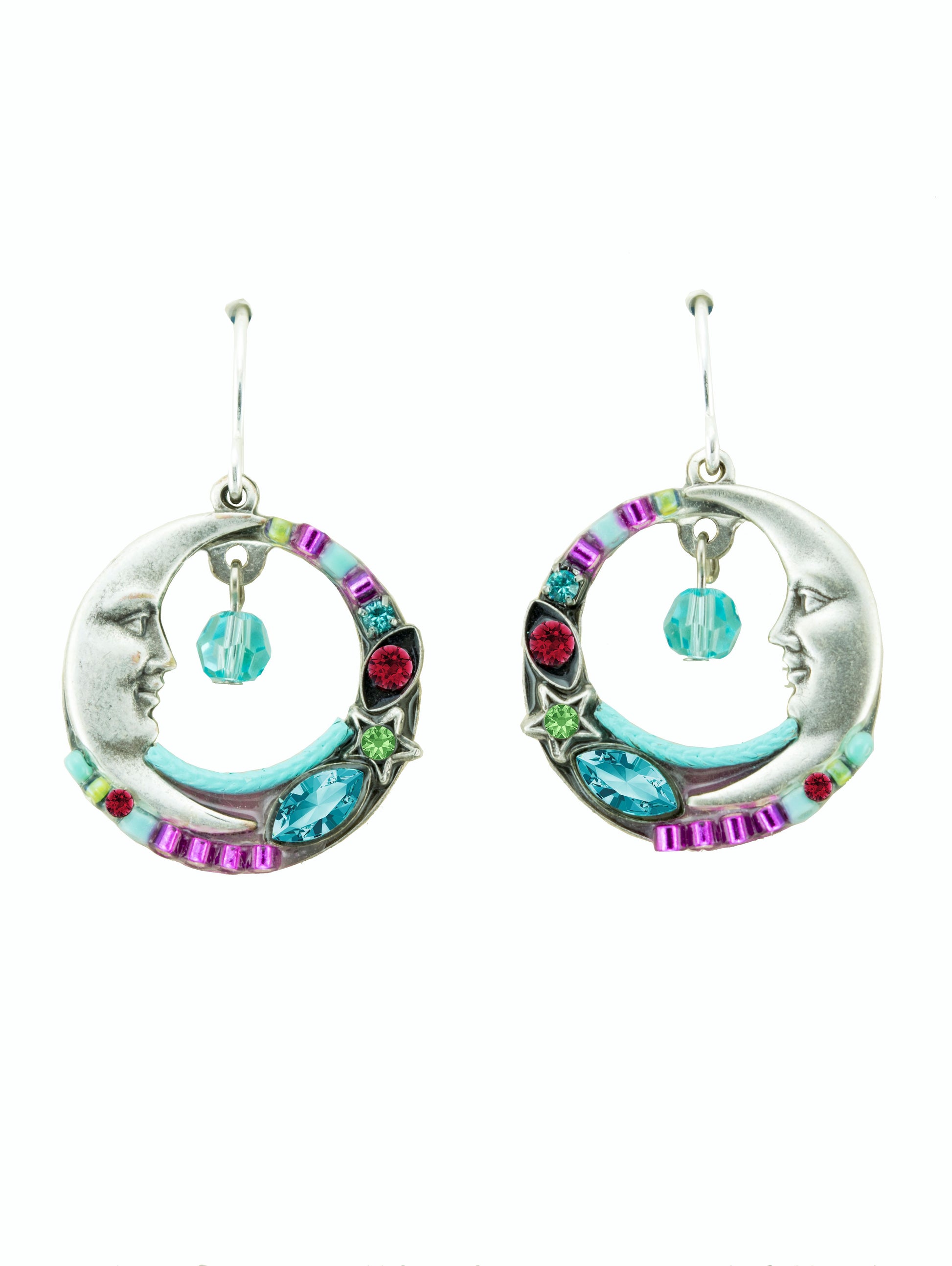 Celestial Moon Earrings Light Turq🎨 Jewelry🎨 Buy Art at Carolina Creations Gallery in Downtown New Bern🎨