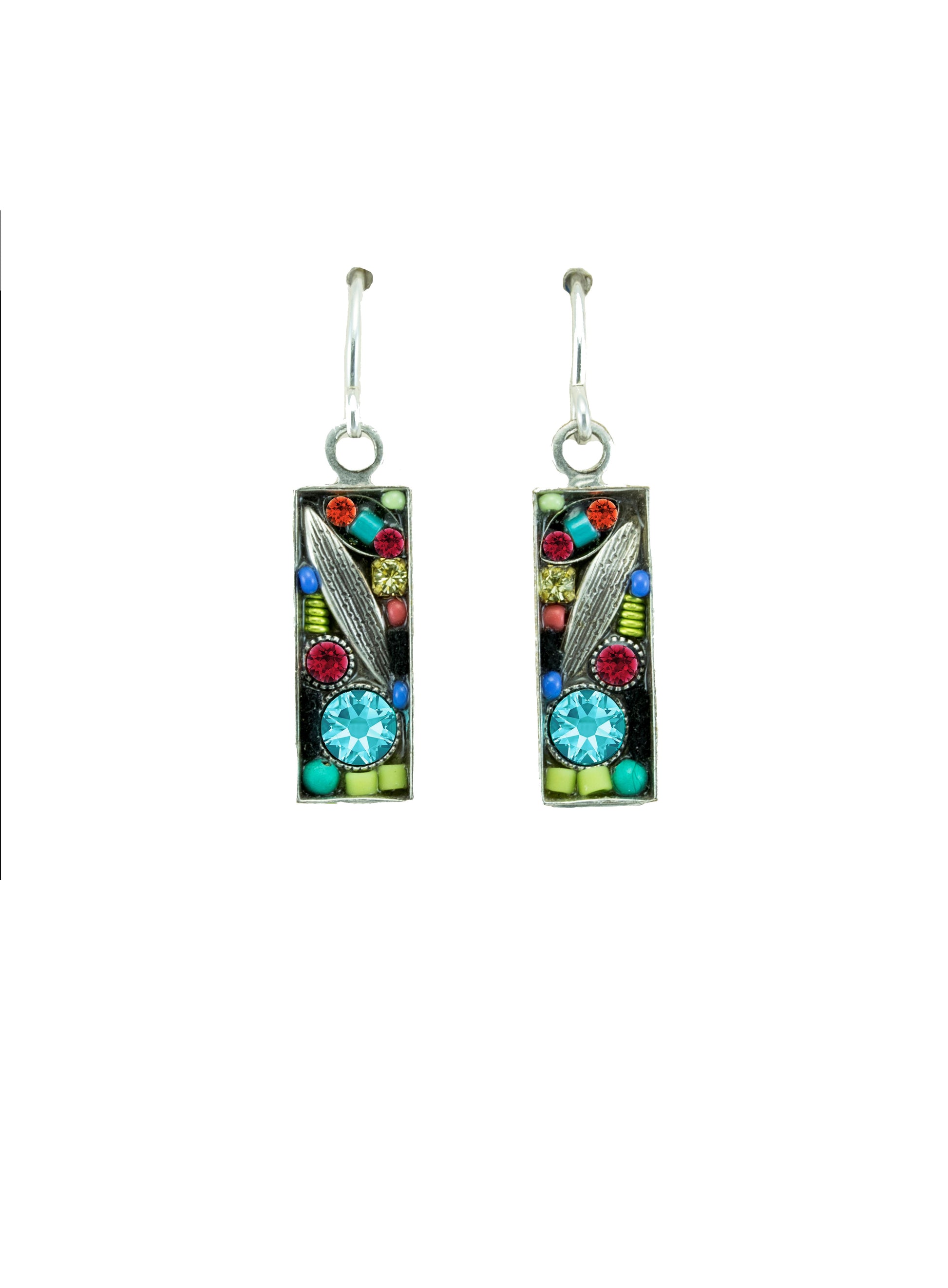 Botanical Rect Crystal Earring Multi🎨 Jewelry🎨 Buy Art at Carolina Creations Gallery in Downtown New Bern🎨