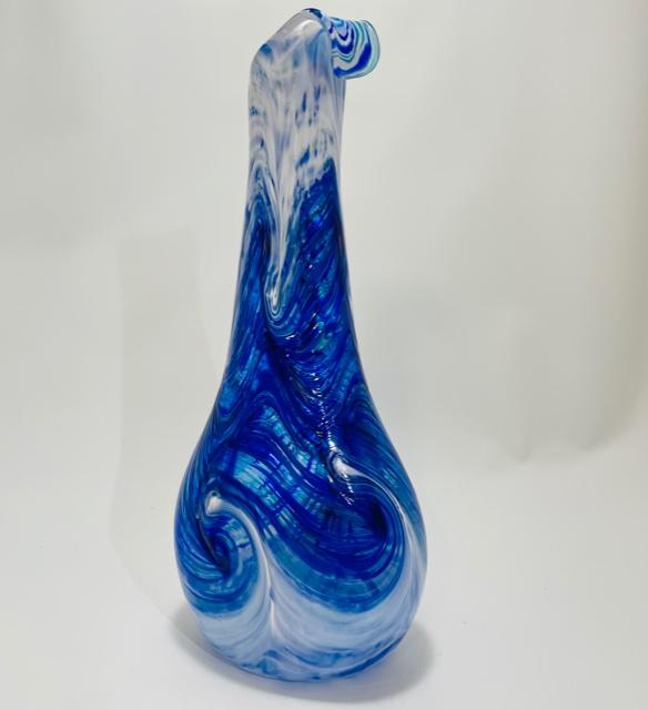 Large Ocean Spray Surf Vase🎨 Glass🎨 Buy Art at Carolina Creations Gallery in Downtown New Bern🎨
