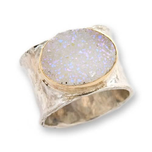 Sterling Silver/Gold Moonstone Ring🎨 Jewelry🎨 Buy Art at Carolina Creations Gallery in Downtown New Bern🎨