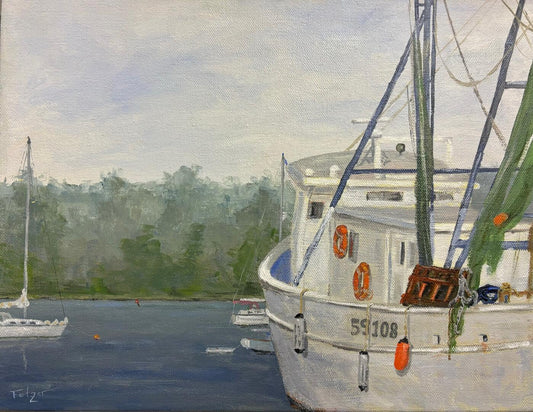 Kevin Fetzer in the Harbor 9X12🎨 Kevin Fetzer🎨 Buy Art at Carolina Creations Gallery in Downtown New Bern🎨