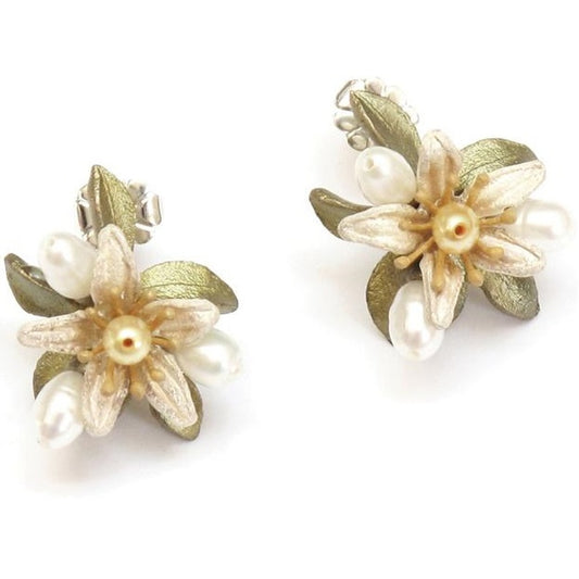 Orange Blossom Button Post🎨 Jewelry🎨 Buy Art at Carolina Creations Gallery in Downtown New Bern🎨