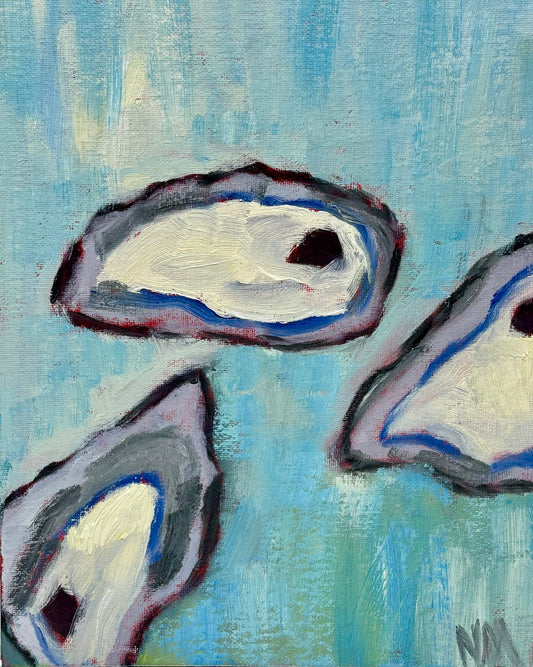 Nancy McClure Oysters Trio I 8X10🎨 Nancy McClure🎨 Buy Art at Carolina Creations Gallery in Downtown New Bern🎨