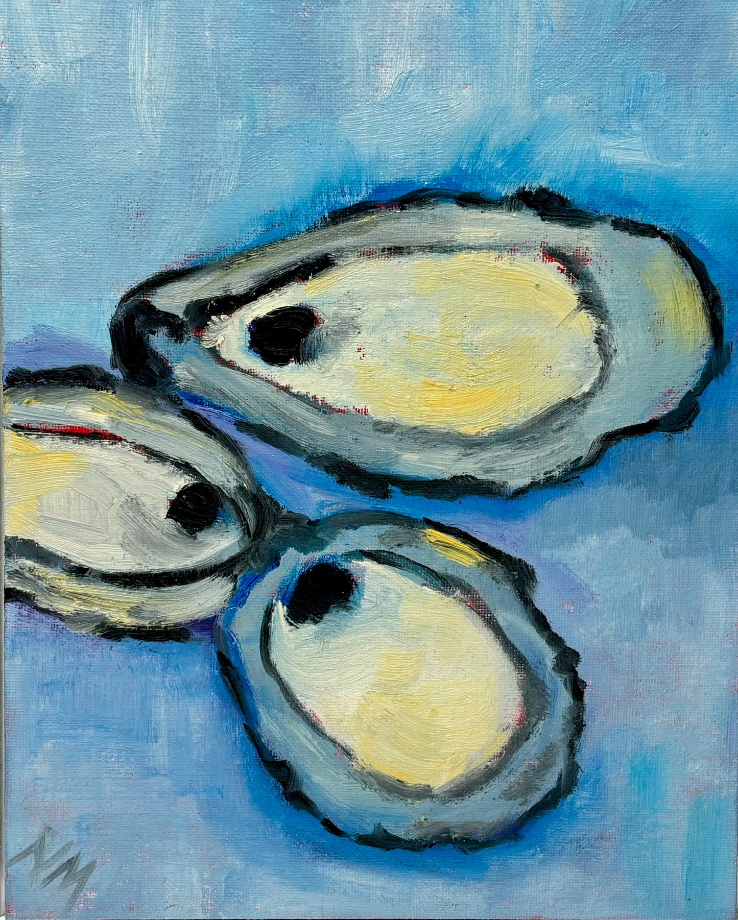 Nancy McClure Oysters Trio II 8X10🎨 Nancy McClure🎨 Buy Art at Carolina Creations Gallery in Downtown New Bern🎨