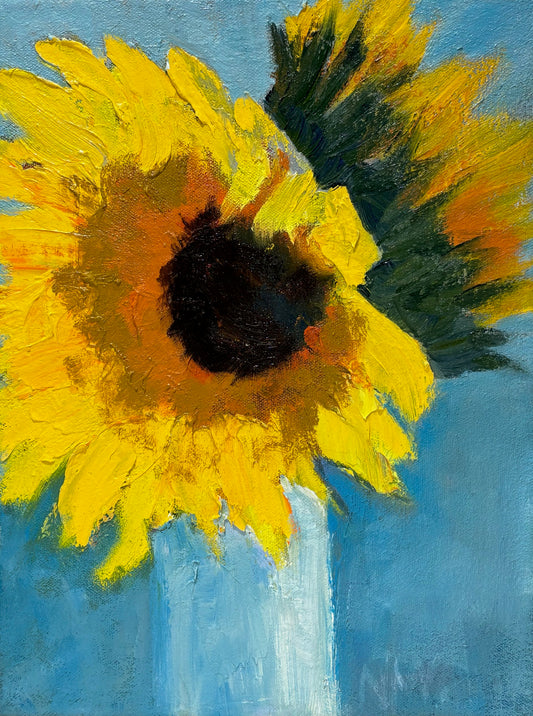 Nancy McClure Sunflower in Vase 9X12🎨 Nancy McClure🎨 Buy Art at Carolina Creations Gallery in Downtown New Bern🎨