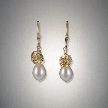 Gold Filled Dangling Pearl Earring🎨 Jewelry🎨 Buy Art at Carolina Creations Gallery in Downtown New Bern🎨