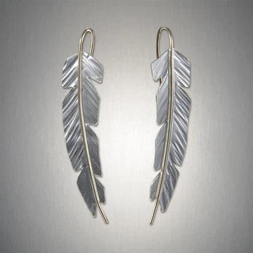 Mixed Metal Feather Small Earring🎨 Jewelry🎨 Buy Art at Carolina Creations Gallery in Downtown New Bern🎨