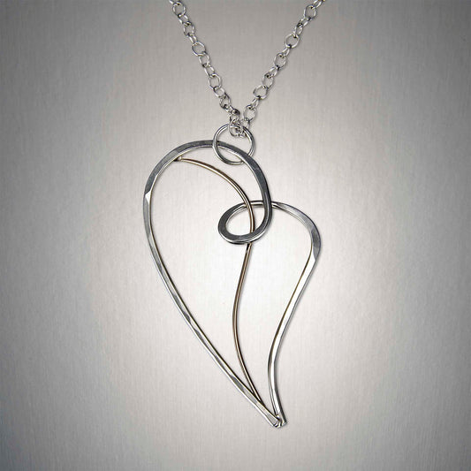 Mixed Metal Heart Pendant🎨 Jewelry🎨 Buy Art at Carolina Creations Gallery in Downtown New Bern🎨