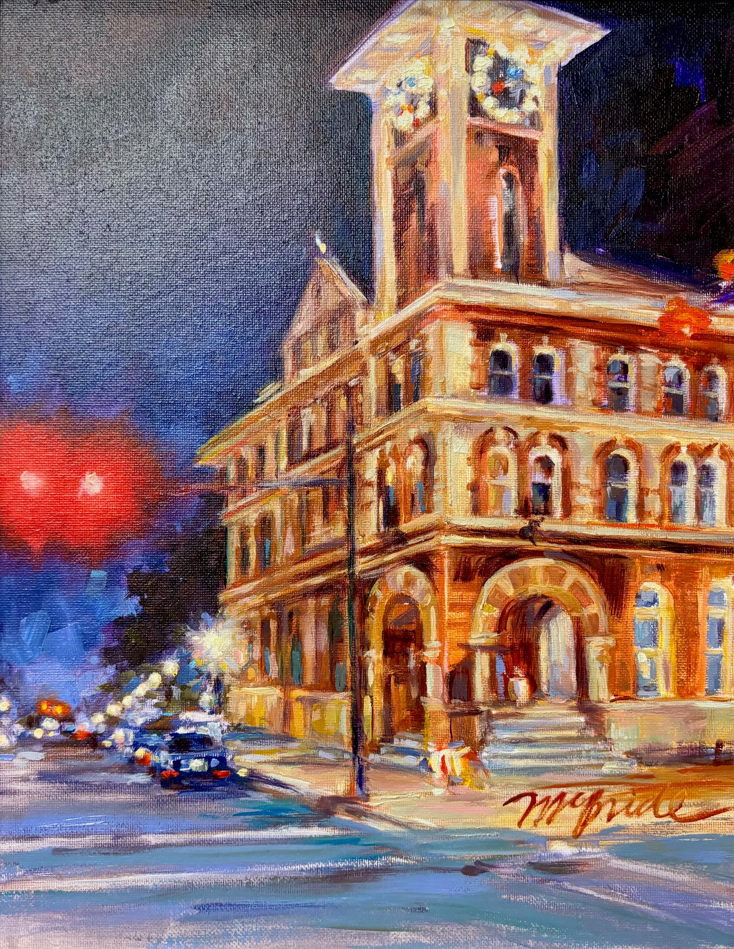 Pat McBride City Hall Nocturne🎨 Pat McBride🎨 Buy Art at Carolina Creations Gallery in Downtown New Bern🎨