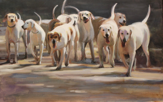 Susan Bradbury Pack of Hounds 36X24🎨 Susan Bradbury🎨 Buy Art at Carolina Creations Gallery in Downtown New Bern🎨