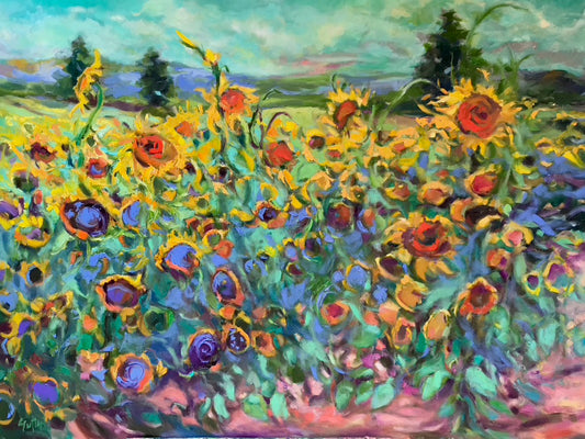 Sally Sutton Sunflower Symphony? Sally Sutton? Buy Art at Carolina Creations Gallery in Downtown New Bern?