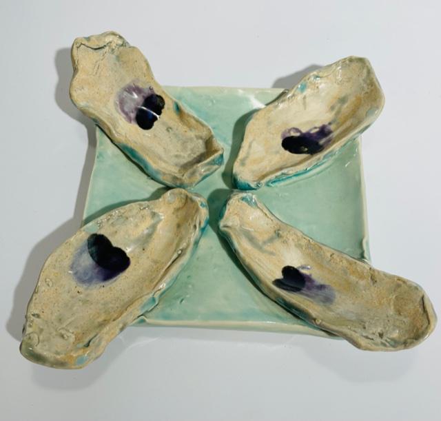 Donna Michaux Oyster plate X Small🎨 Pottery🎨 Buy Art at Carolina Creations Gallery in Downtown New Bern🎨