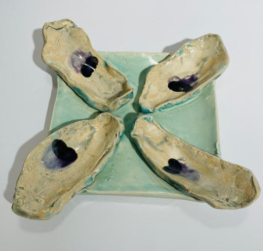 Donna Michaux Oyster plate X Small🎨 Pottery🎨 Buy Art at Carolina Creations Gallery in Downtown New Bern🎨