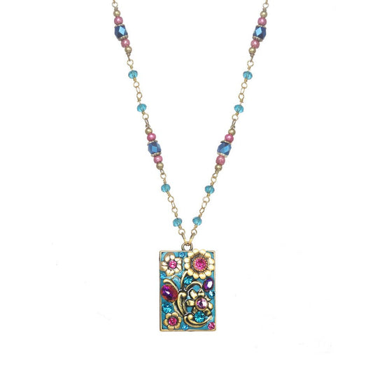 Teal Rectangle Necklace🎨 Jewelry🎨 Buy Art at Carolina Creations Gallery in Downtown New Bern🎨