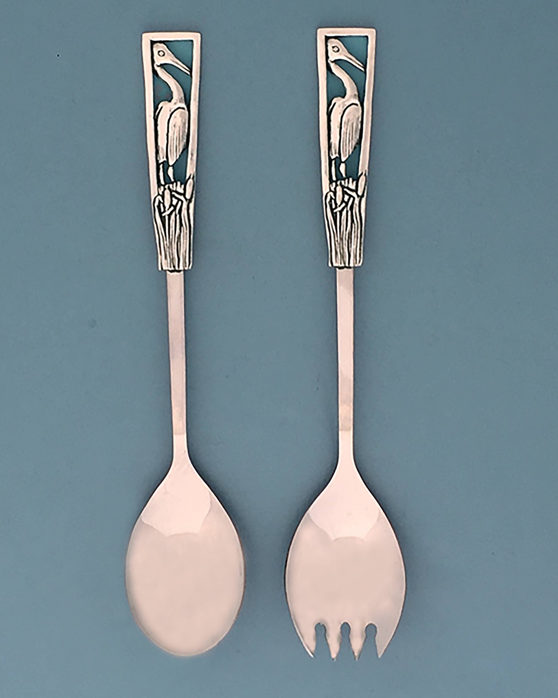 Heron Salad Servers🎨 Metal Arts🎨 Buy Art at Carolina Creations Gallery in Downtown New Bern🎨