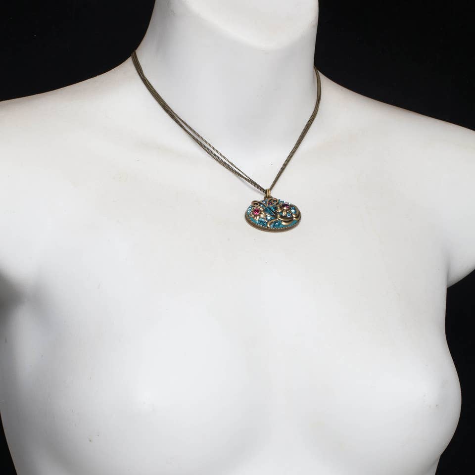 Teal Wide Oval Necklace🎨 🎨 Buy Art at Carolina Creations Gallery in Downtown New Bern🎨