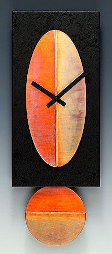 Black 16 Pendulum Clock w/ Copper Oval🎨 Metal Arts🎨 Buy Art at Carolina Creations Gallery in Downtown New Bern🎨