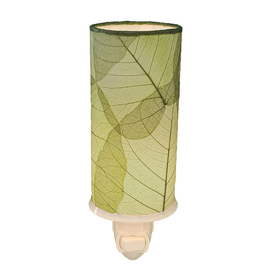 Cylinder Nightlight Green, Shade Made of Cocoa Leaves