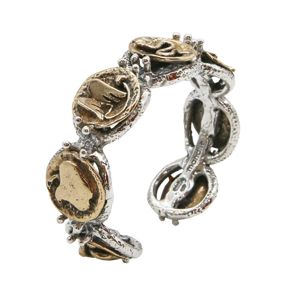 Cast Cuff in 925  Sterling Silver and Bronze